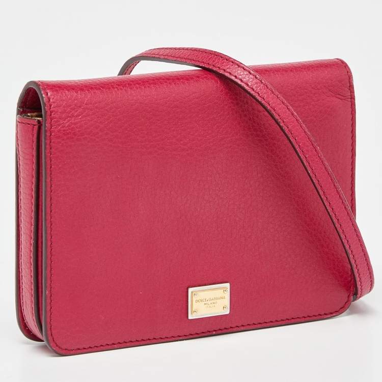 Pre Owned Dolce & Gabbana Pink Leather Mini Dauphine Crossbody Bag