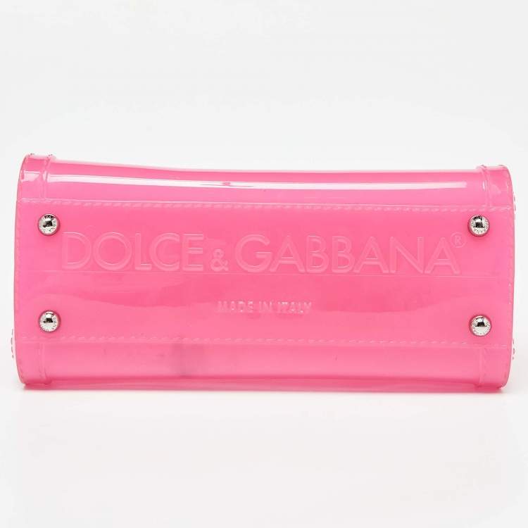 مملوكة مسبقًا Dolce & Gabbana Pink/Black Jelly Miss Sicily Top Handle Bag