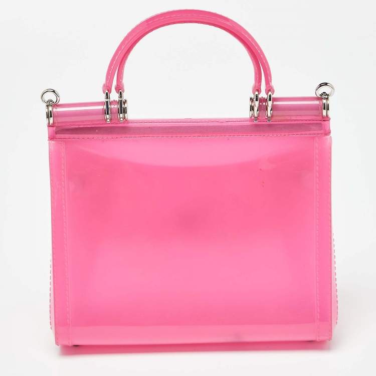 مملوكة مسبقًا Dolce & Gabbana Pink/Black Jelly Miss Sicily Top Handle Bag