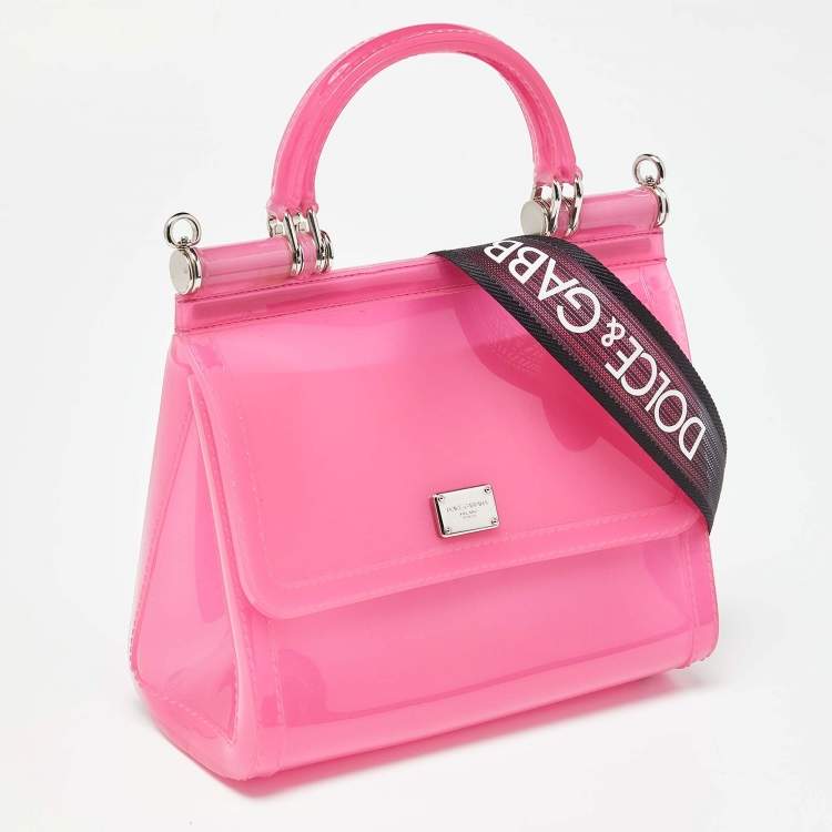 مملوكة مسبقًا Dolce & Gabbana Pink/Black Jelly Miss Sicily Top Handle Bag