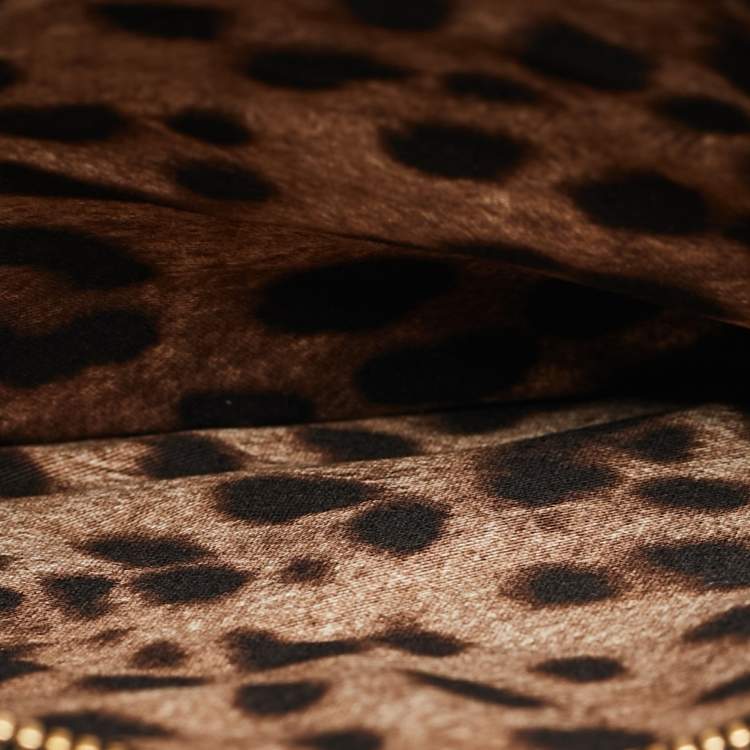 Pre Owned Dolce & Gabbana Beige/Brown Leopard Print Calf hair and Lace PVC Large Miss Sicily Top Handle Bag