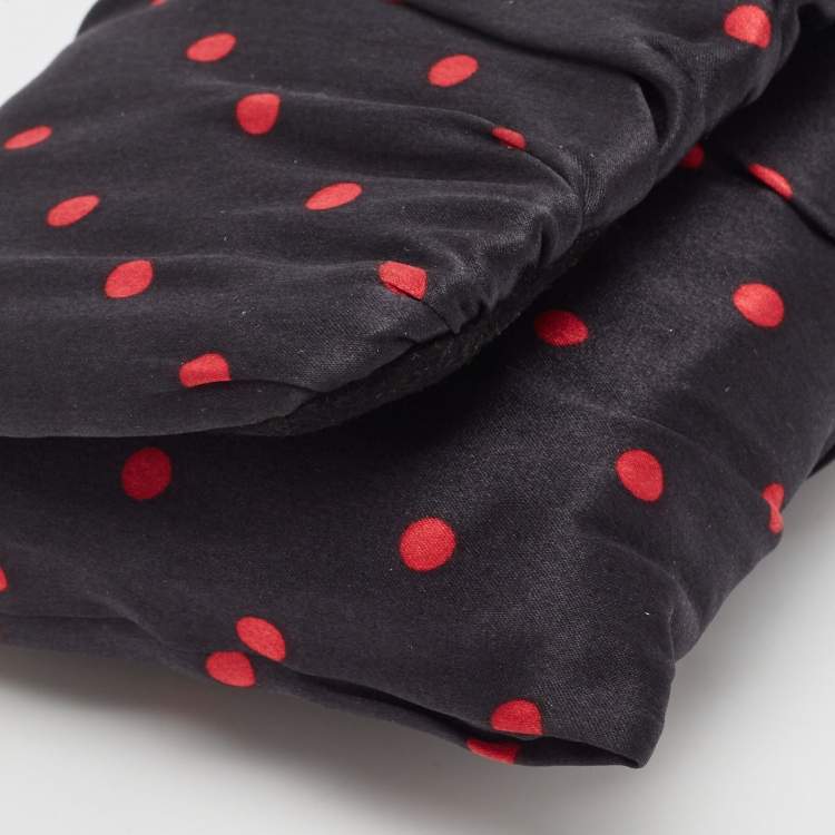 Pre Owned Dolce & Gabbana Black/Red Polka Dot Satin Sicily Chain Clutch