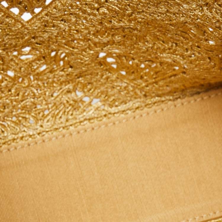 Pre Owned Dolce & Gabbana Gold Lurex Fabric Shoulder Bag