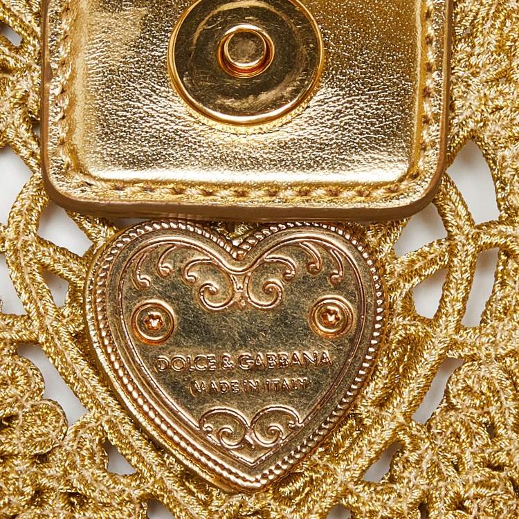 Pre Owned Dolce & Gabbana Gold Lurex Fabric Shoulder Bag