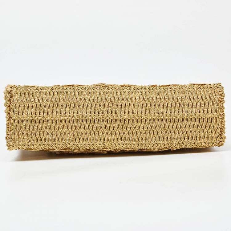 Pre Owned Dolce & Gabbana Gold Lurex Fabric Shoulder Bag