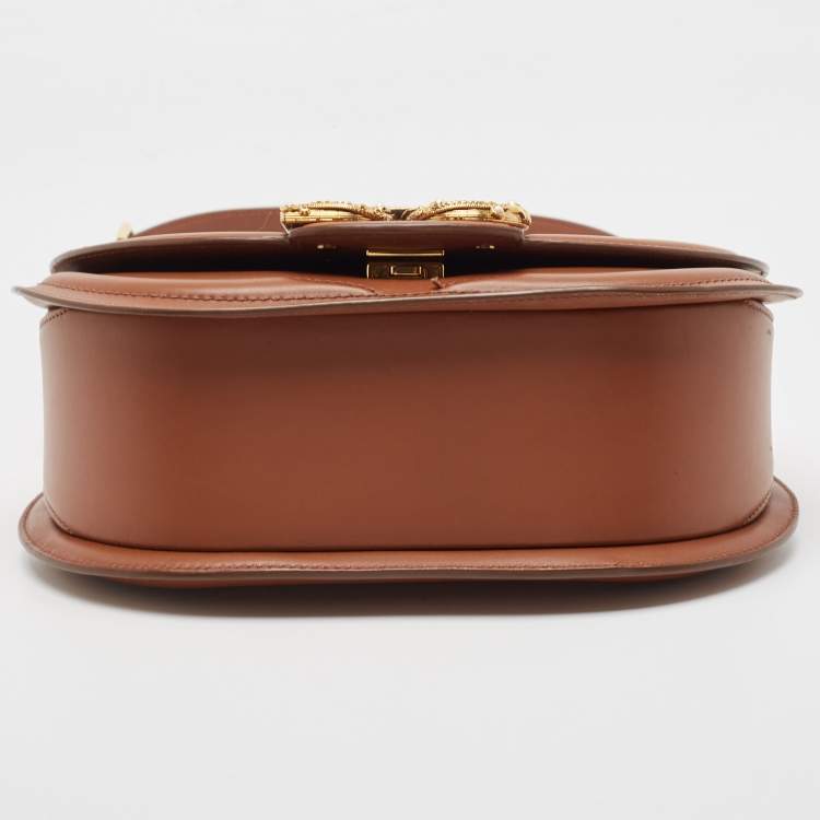 Pre Owned Dolce & Gabbana Brown Leather DG Amore Shoulder Bag