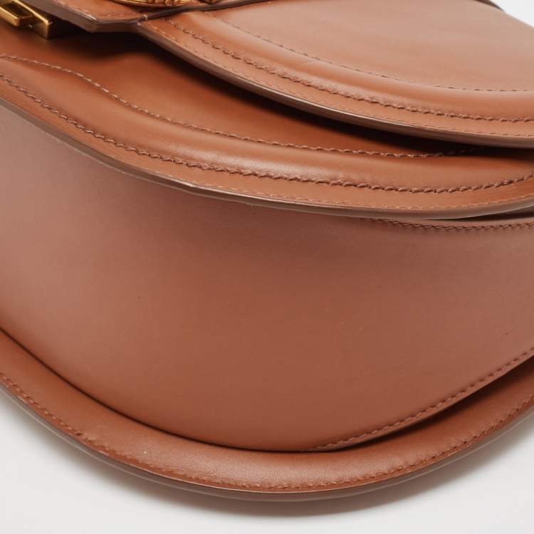 Pre Owned Dolce & Gabbana Brown Leather DG Amore Shoulder Bag