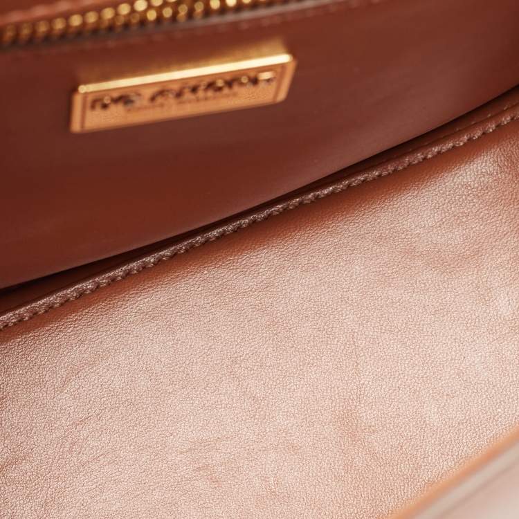 Pre Owned Dolce & Gabbana Brown Leather DG Amore Shoulder Bag