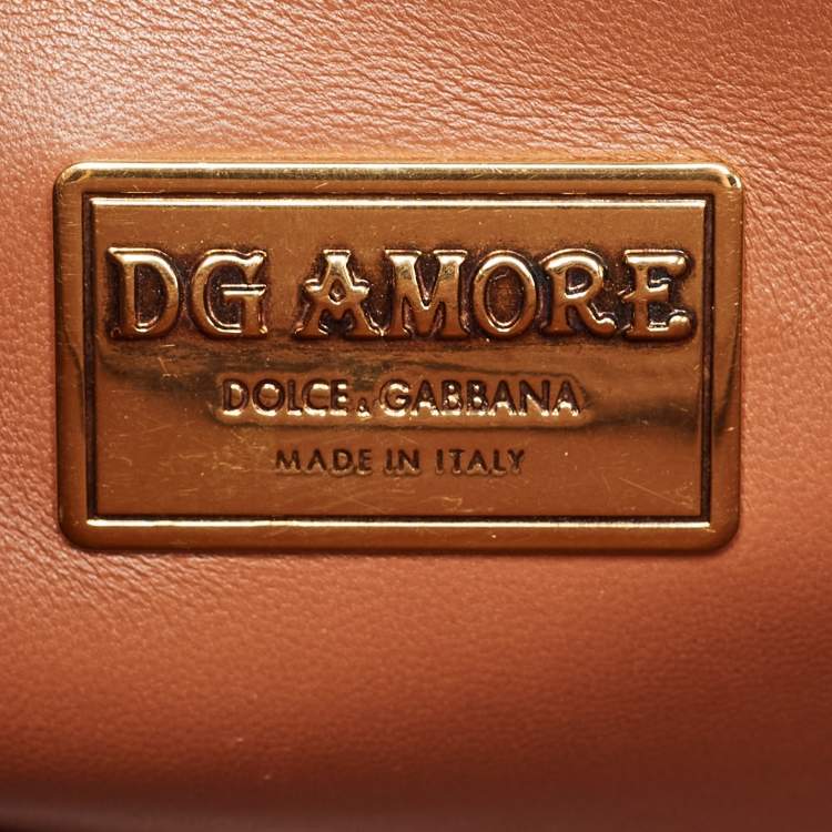 Pre Owned Dolce & Gabbana Brown Leather DG Amore Shoulder Bag