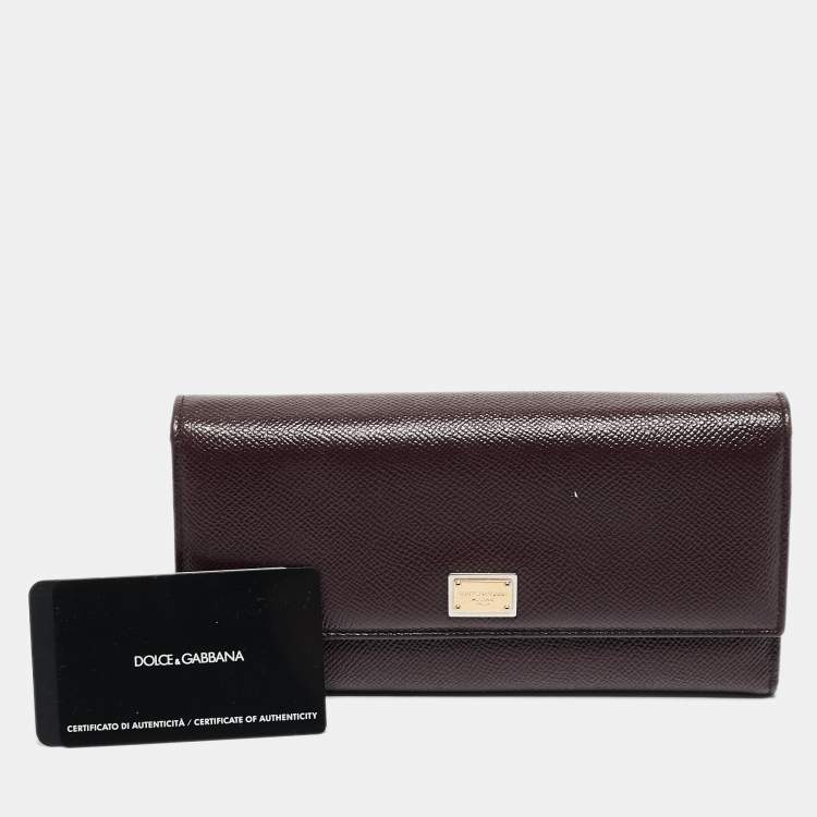 مملوكة مسبقًا Dolce & Gabbana Dark Brown Leather Dauphine Flap Continental Wallet