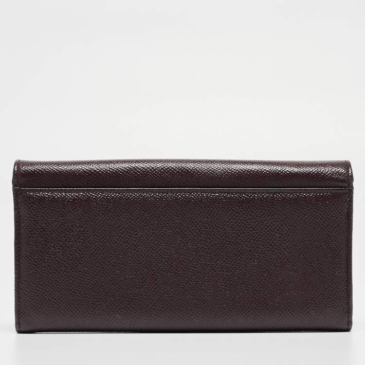مملوكة مسبقًا Dolce & Gabbana Dark Brown Leather Dauphine Flap Continental Wallet