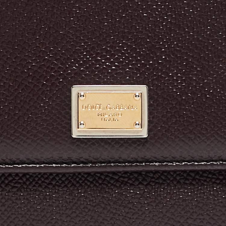 مملوكة مسبقًا Dolce & Gabbana Dark Brown Leather Dauphine Flap Continental Wallet