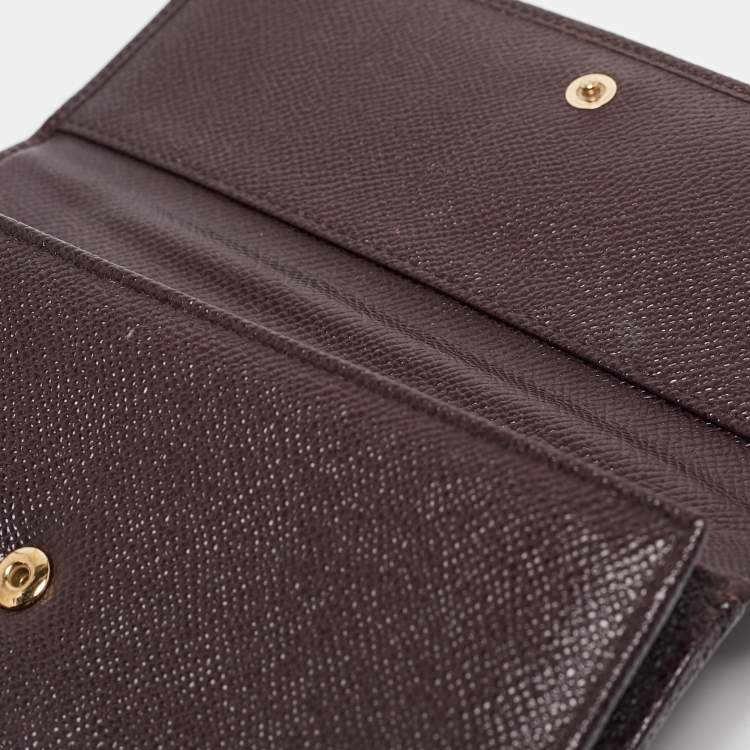 مملوكة مسبقًا Dolce & Gabbana Dark Brown Leather Dauphine Flap Continental Wallet