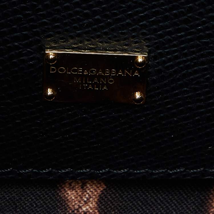Pre Owned Dolce & Gabbana Black/Gold Leather Medium Miss Sicily Top Handle Bag