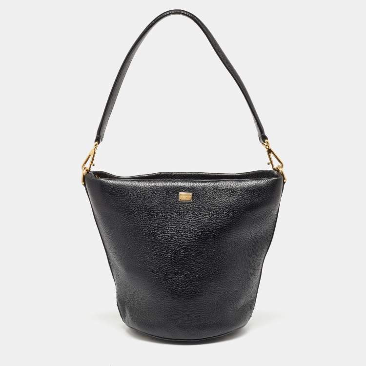 Pre Owned Dolce & Gabbana Black Soft Leather Bucket Bag