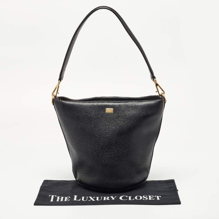Pre Owned Dolce & Gabbana Black Soft Leather Bucket Bag