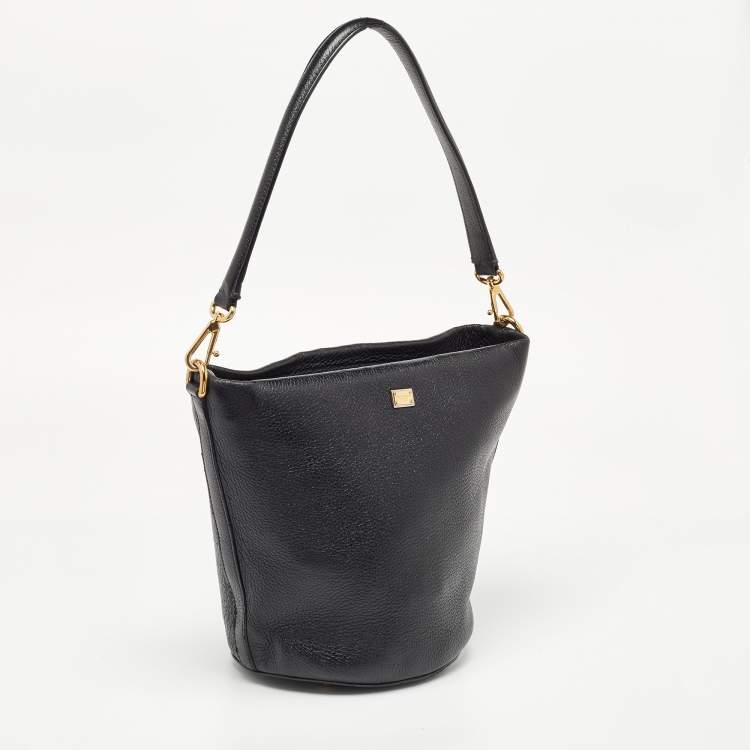 Pre Owned Dolce & Gabbana Black Soft Leather Bucket Bag