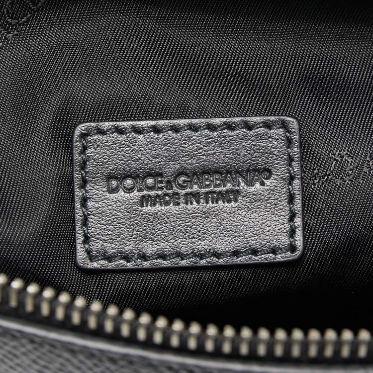 Pre Owned Dolce & Gabbana Black Nylon and Leather Patchwork Zip Pouch
