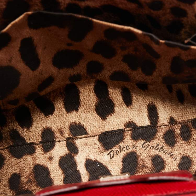 Pre Owned Dolce & Gabbana Red Lizard Embossed Leather Medium Miss Monica Top Handle Bag