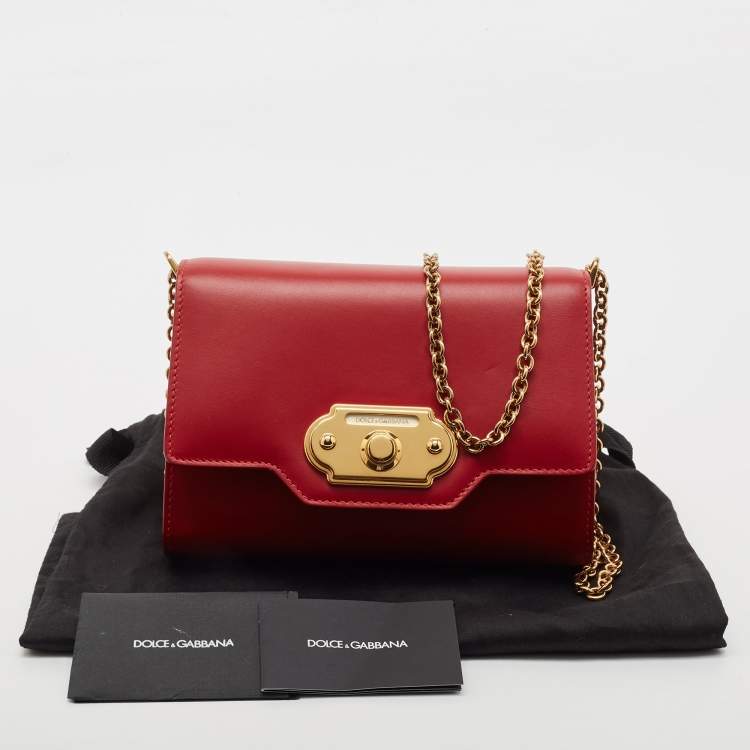 Pre Owned Dolce & Gabbana Red Leather Welcome Shoulder Bag