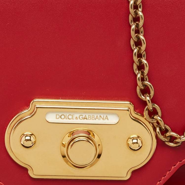 Pre Owned Dolce & Gabbana Red Leather Welcome Shoulder Bag