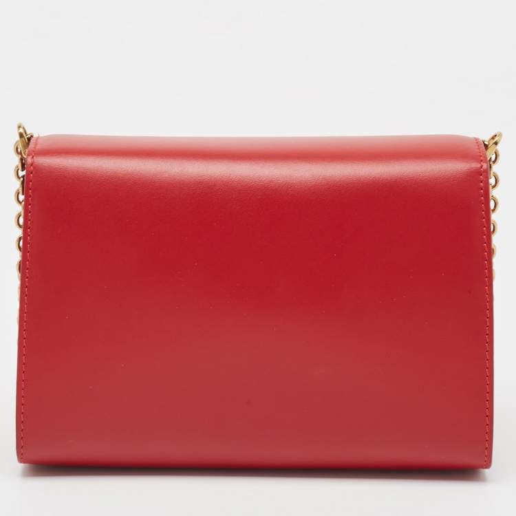 Pre Owned Dolce & Gabbana Red Leather Welcome Shoulder Bag