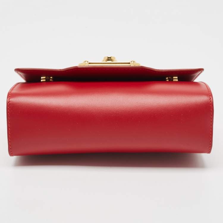 Pre Owned Dolce & Gabbana Red Leather Welcome Shoulder Bag