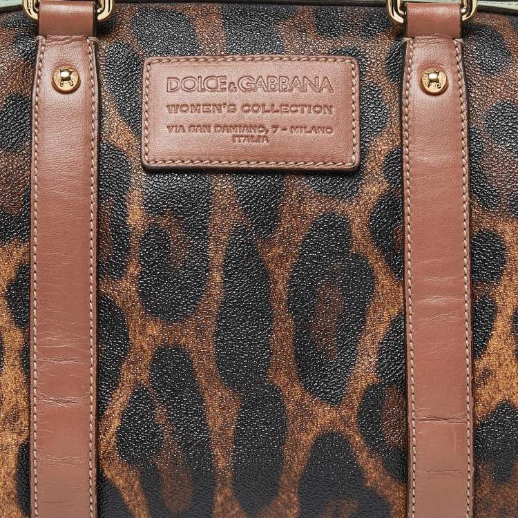 Pre Owned Dolce & Gabbana Multicolor Leopard Coated Canvas and Leather Miss Escape Boston Bag