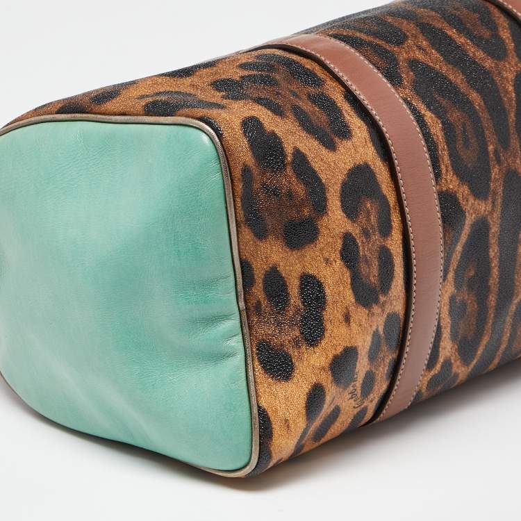Pre Owned Dolce & Gabbana Multicolor Leopard Coated Canvas and Leather Miss Escape Boston Bag
