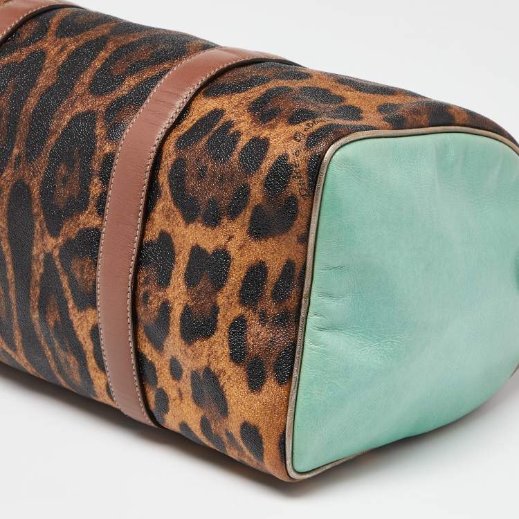 Pre Owned Dolce & Gabbana Multicolor Leopard Coated Canvas and Leather Miss Escape Boston Bag