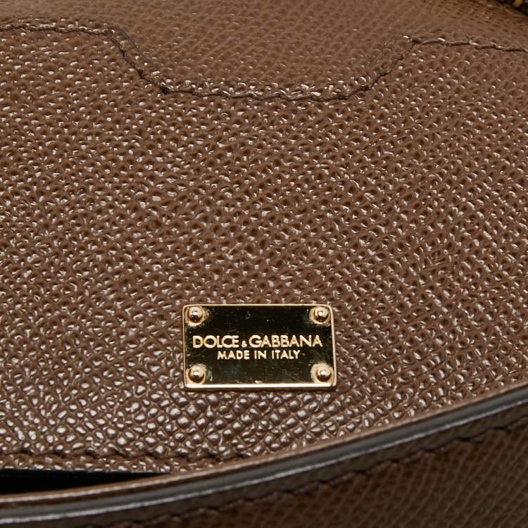 Pre Owned Dolce & Gabbana Brown Leather Medium Miss Sicily Top Handle Bag