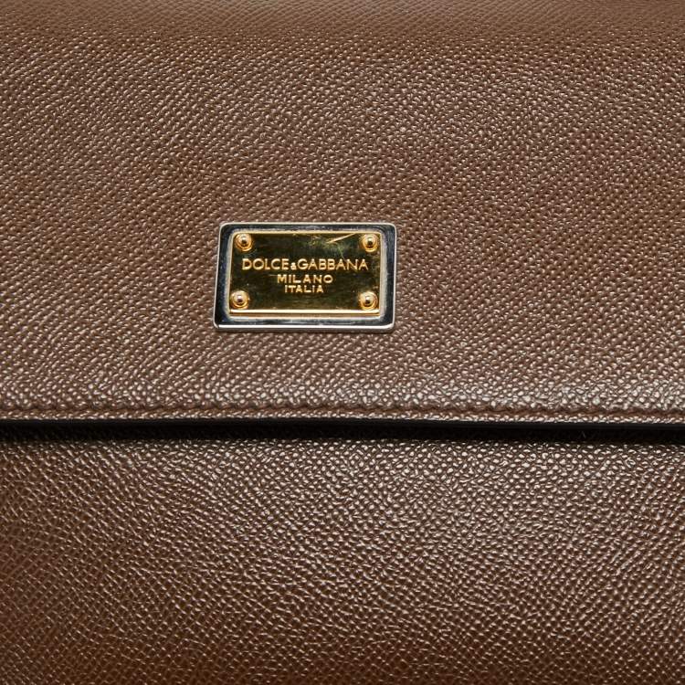 Pre Owned Dolce & Gabbana Brown Leather Medium Miss Sicily Top Handle Bag