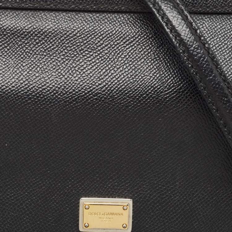 Pre Owned Dolce & Gabbana Black Leather Medium Miss Sicily Top Handle Bag