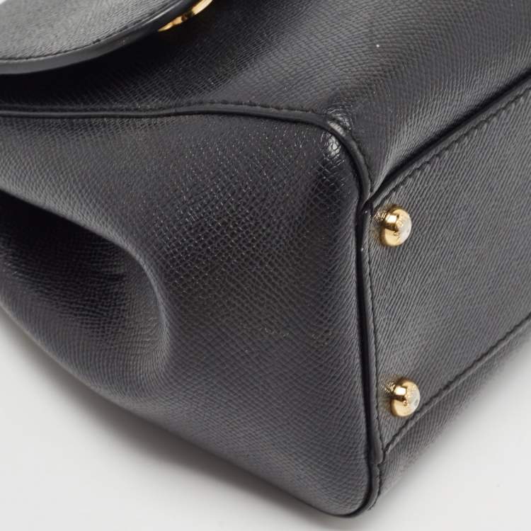 Pre Owned Dolce & Gabbana Black Leather Medium Miss Sicily Top Handle Bag
