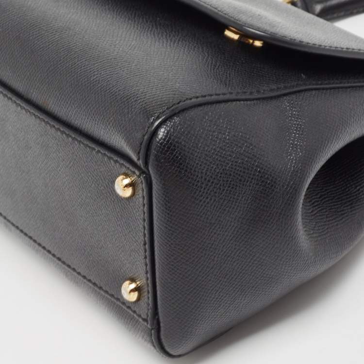Pre Owned Dolce & Gabbana Black Leather Medium Miss Sicily Top Handle Bag