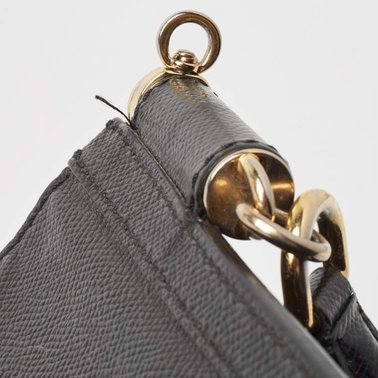 Pre Owned Dolce & Gabbana Black Leather Medium Miss Sicily Top Handle Bag