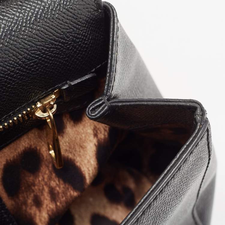 Pre Owned Dolce & Gabbana Black Leather Medium Miss Sicily Top Handle Bag