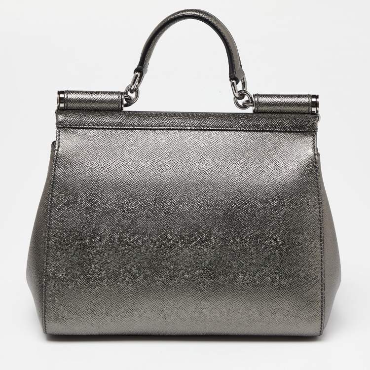 Pre Owned Dolce & Gabbana Metallic Leather Medium Miss Sicily Top Handle Bag