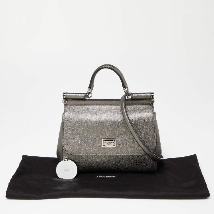 Pre Owned Dolce & Gabbana Metallic Leather Medium Miss Sicily Top Handle Bag