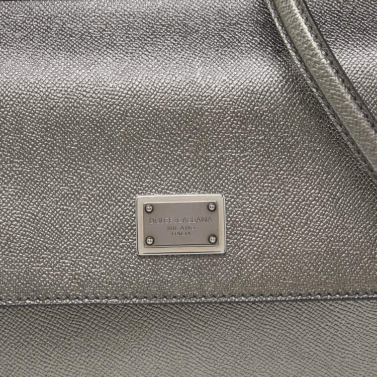 Pre Owned Dolce & Gabbana Metallic Leather Medium Miss Sicily Top Handle Bag