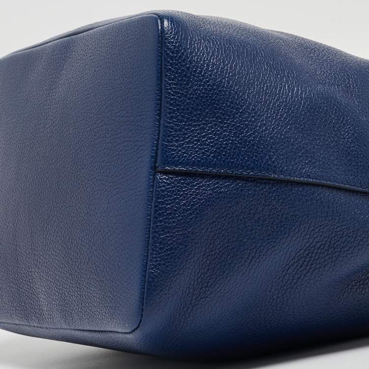 Pre Owned Dolce & Gabbana Blue Leather Claudia Drawstring Bucket Bag