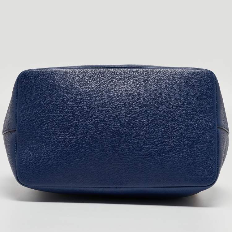Pre Owned Dolce & Gabbana Blue Leather Claudia Drawstring Bucket Bag