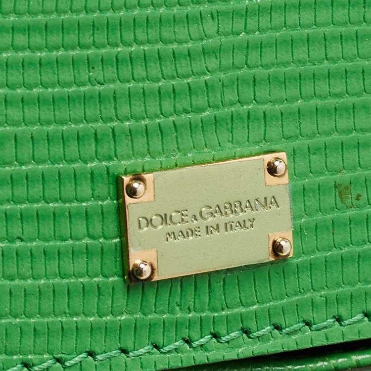 Pre Owned Dolce & Gabbana Green Leather Medium Miss Sicily Top Handle Bag