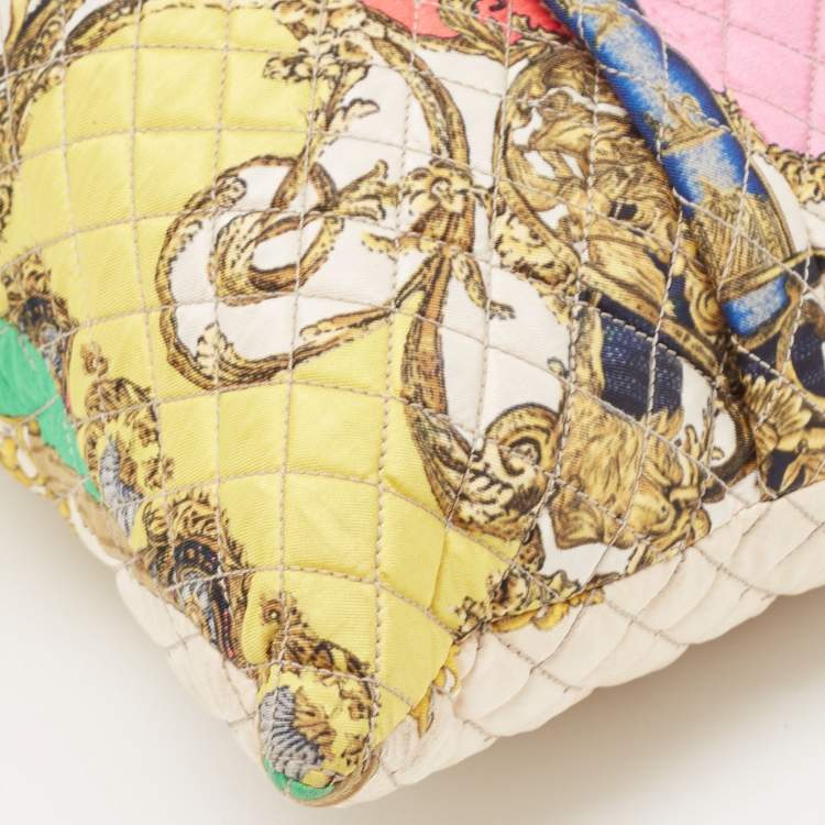 Pre Owned Dolce & Gabbana Multicolor Quilted Barocco Print Fabric Front Pocket Tote