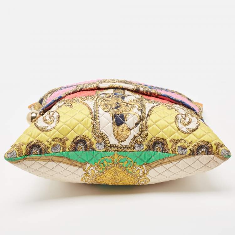 Pre Owned Dolce & Gabbana Multicolor Quilted Barocco Print Fabric Front Pocket Tote