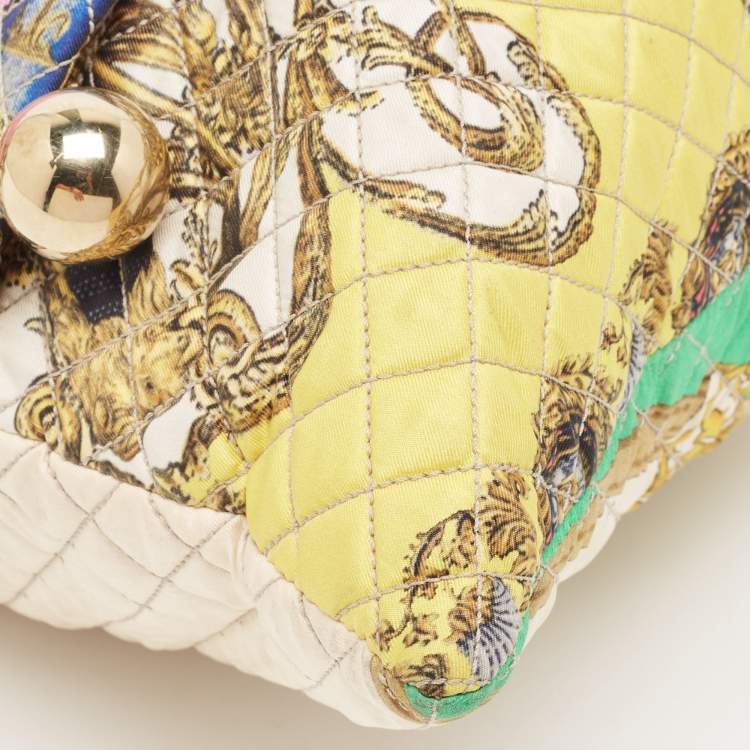 Pre Owned Dolce & Gabbana Multicolor Quilted Barocco Print Fabric Front Pocket Tote