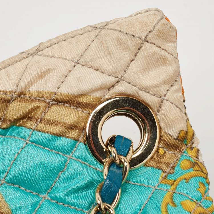 Pre Owned Dolce & Gabbana Multicolor Quilted Barocco Print Fabric Front Pocket Tote