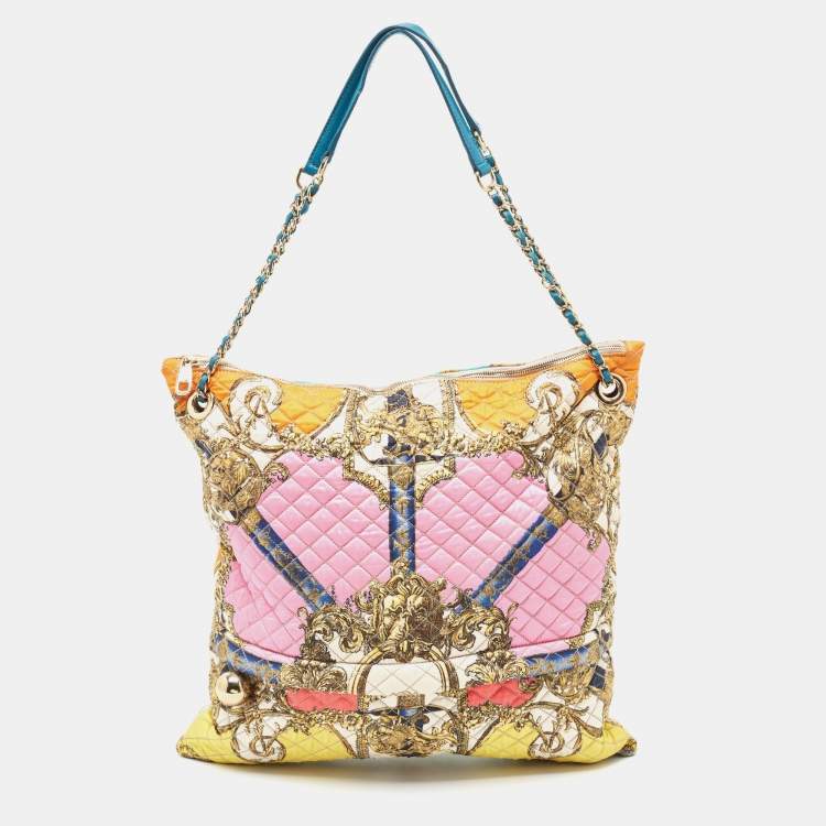 Pre Owned Dolce & Gabbana Multicolor Quilted Barocco Print Fabric Front Pocket Tote