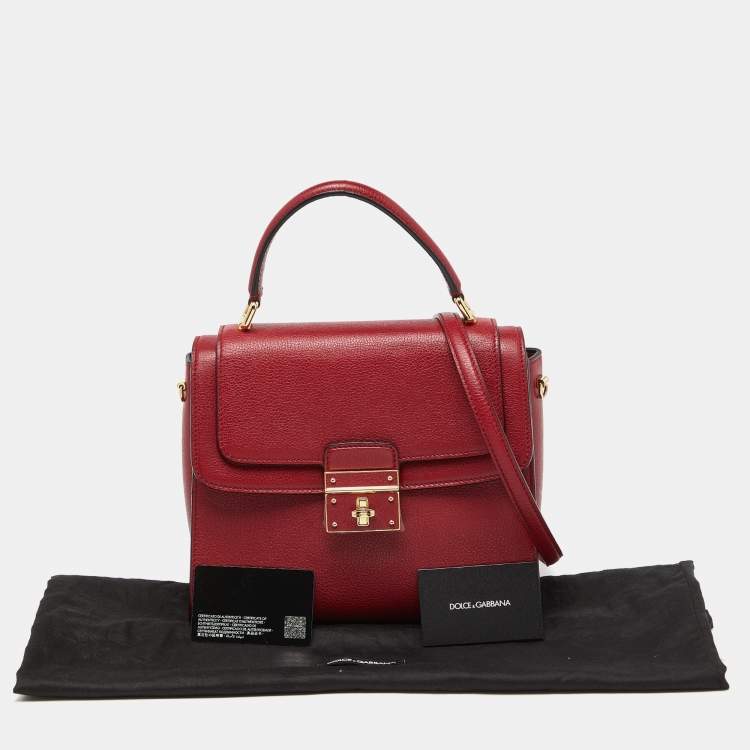 Pre Owned Dolce & Gabbana Red Leather Greta Top Handle Bag