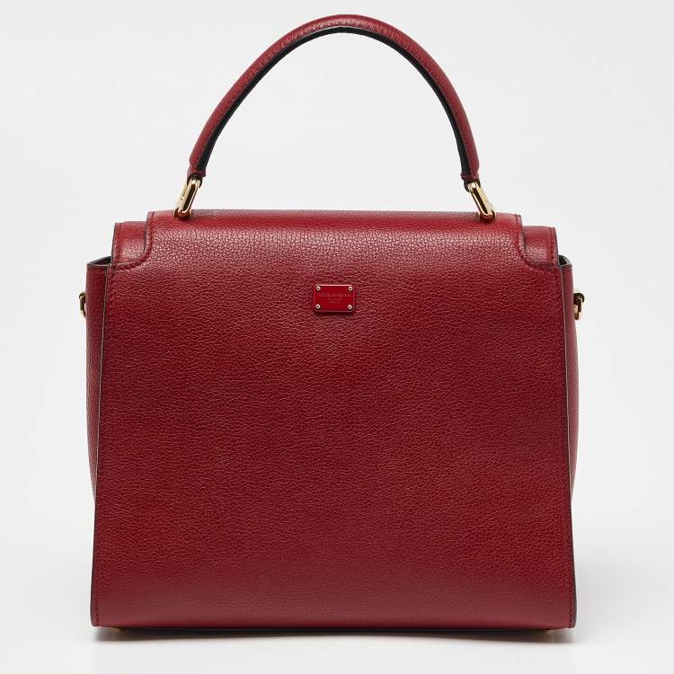 Pre Owned Dolce & Gabbana Red Leather Greta Top Handle Bag